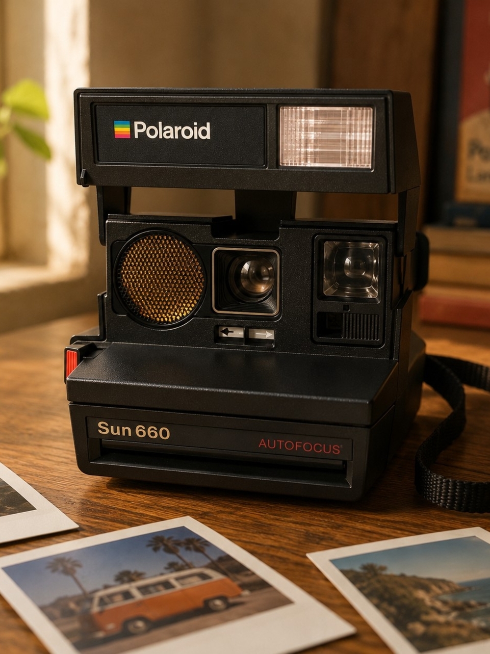 Vintage Polaroid Sun 660 Autofocus 600 Instant Camera Untested w/ Strap